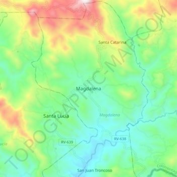 Topografische Karte Magdalena, Höhe, Relief