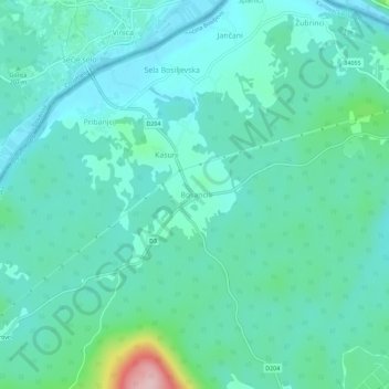 Topografische Karte Bosanci, Höhe, Relief