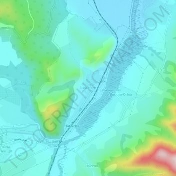 Topografische Karte Subcetate, Höhe, Relief