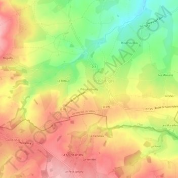 Topografische Karte Près du Bourg, Höhe, Relief