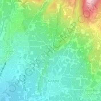Topografische Karte Fabregue, Höhe, Relief