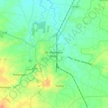 Topografische Karte Dr. Ambedkar Nagar, Höhe, Relief