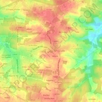 Topografische Karte Lacroix, Höhe, Relief
