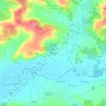 Topografische Karte Martineau, Höhe, Relief