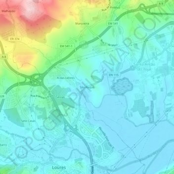 Topografische Karte São Roque, Höhe, Relief