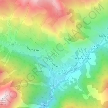 Topografische Karte Les Prats, Höhe, Relief