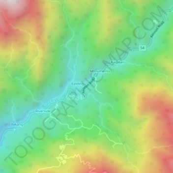 Topografische Karte Buo, Höhe, Relief