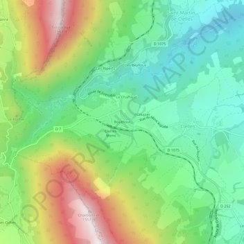 Topografische Karte Bouthoui, Höhe, Relief