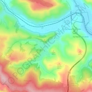 Topografische Karte Viștea, Höhe, Relief