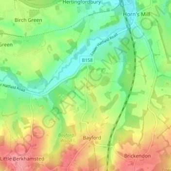 Topografische Karte Broad Green, Höhe, Relief