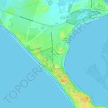Topografische Karte Cape Woolamai, Höhe, Relief