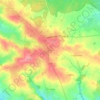 Topografische Karte La Foye, Höhe, Relief