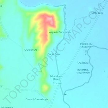 Topografische Karte Santa Ama, Höhe, Relief