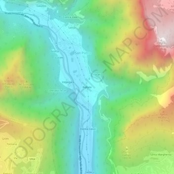 Topografische Karte Righele, Höhe, Relief