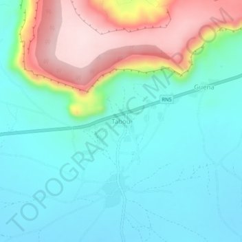 Topografische Karte Tabou, Höhe, Relief