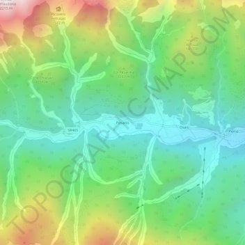 Topografische Karte Pesariis, Höhe, Relief