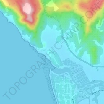 Topografische Karte Velas, Höhe, Relief