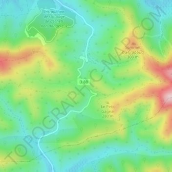 Topografische Karte Col du Gambet, Höhe, Relief