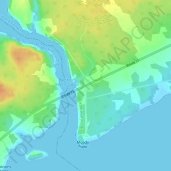 Topografische Karte Bartibog Bridge, Höhe, Relief