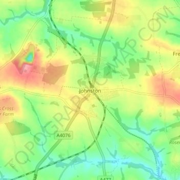 Topografische Karte Johnston, Höhe, Relief