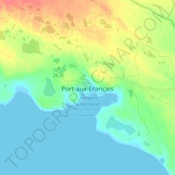 Topografische Karte Port-aux-Français, Höhe, Relief