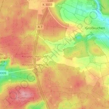 Topografische Karte Rotensohl, Höhe, Relief