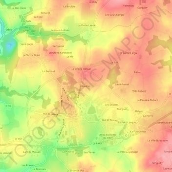 Topografische Karte Raulois, Höhe, Relief