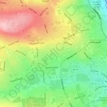 Topografische Karte Girlington, Höhe, Relief