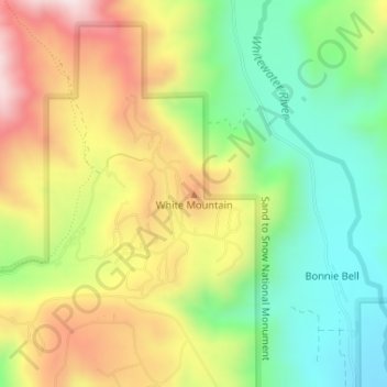 Topografische Karte White Mountain, Höhe, Relief