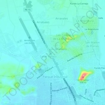 Topografische Karte La Angostura, Höhe, Relief