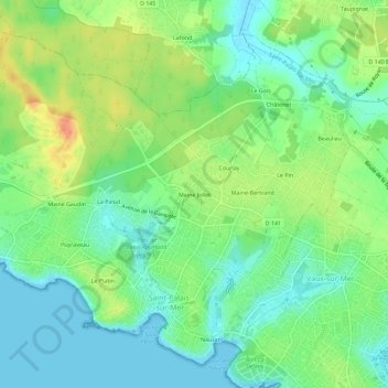 Topografische Karte Maine Jollet, Höhe, Relief