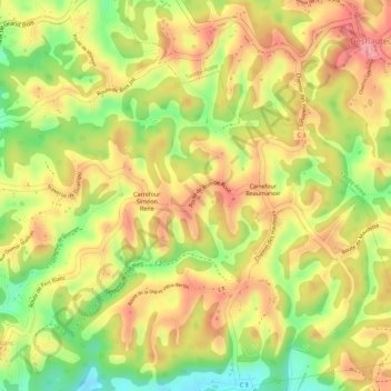 Topografische Karte Bois-de-Rose, Höhe, Relief