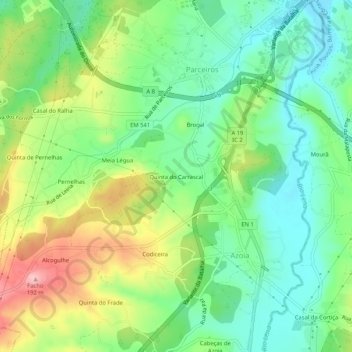 Topografische Karte Quinta do Carrascal, Höhe, Relief
