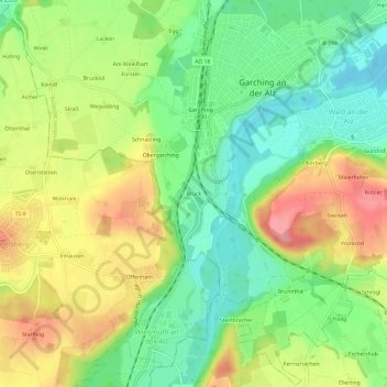 Topografische Karte Bruck, Höhe, Relief
