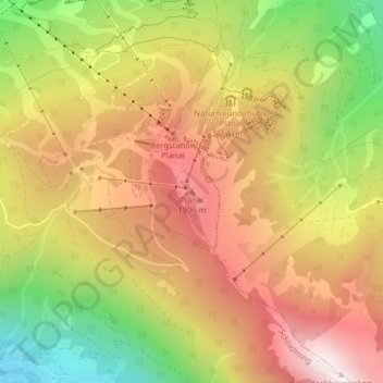 Topografische Karte Planai, Höhe, Relief