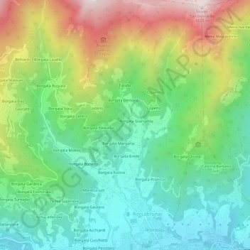 Topografische Karte Borgata Cesani, Höhe, Relief