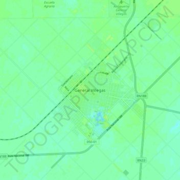 Topografische Karte General Villegas, Höhe, Relief