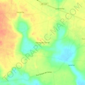 Topografische Karte Várzea do Curral, Höhe, Relief