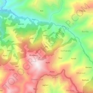 Topografische Karte Silu, Höhe, Relief