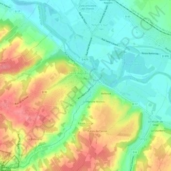Topografische Karte Les Bernardines, Höhe, Relief