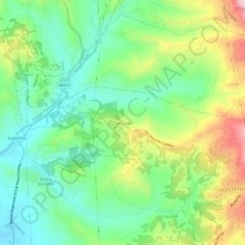 Topografische Karte San Luigi, Höhe, Relief