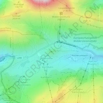 Topografische Karte Simmel, Höhe, Relief
