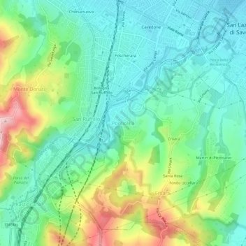 Topografische Karte Ponticella, Höhe, Relief