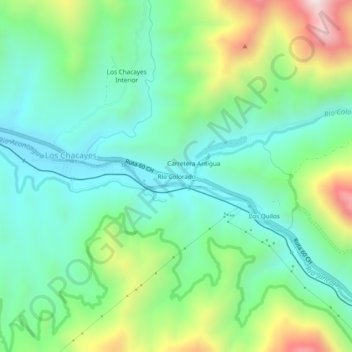 Topografische Karte Río Colorado, Höhe, Relief