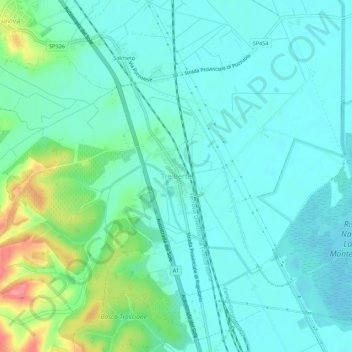 Topografische Karte Tre Berte, Höhe, Relief