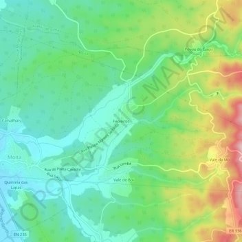 Topografische Karte Ferreiros, Höhe, Relief