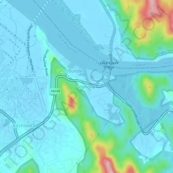 Topografische Karte Versova, Höhe, Relief