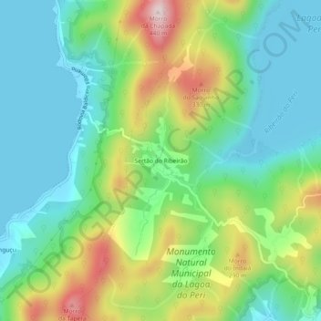 Topografische Karte Sertão do Ribeirão, Höhe, Relief