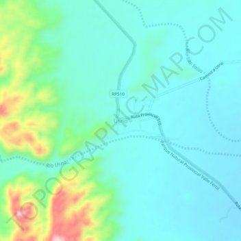 Topografische Karte Usno, Höhe, Relief