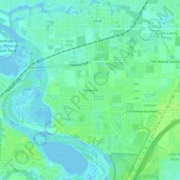 Topografische Karte Amanda, Höhe, Relief